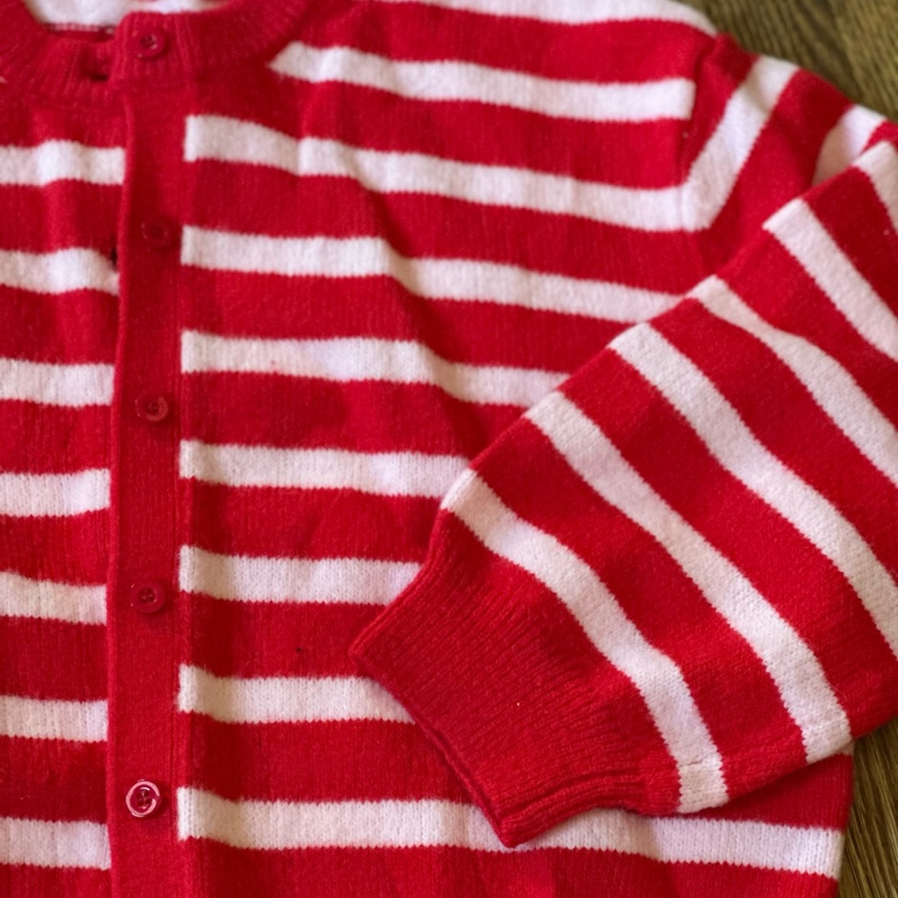 Daily Drills cardigan Red and pale pink Striped Cardigan - Picture 2 of 7